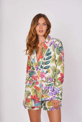 Giacca blazer in lino cotone stampato ISSOIRE